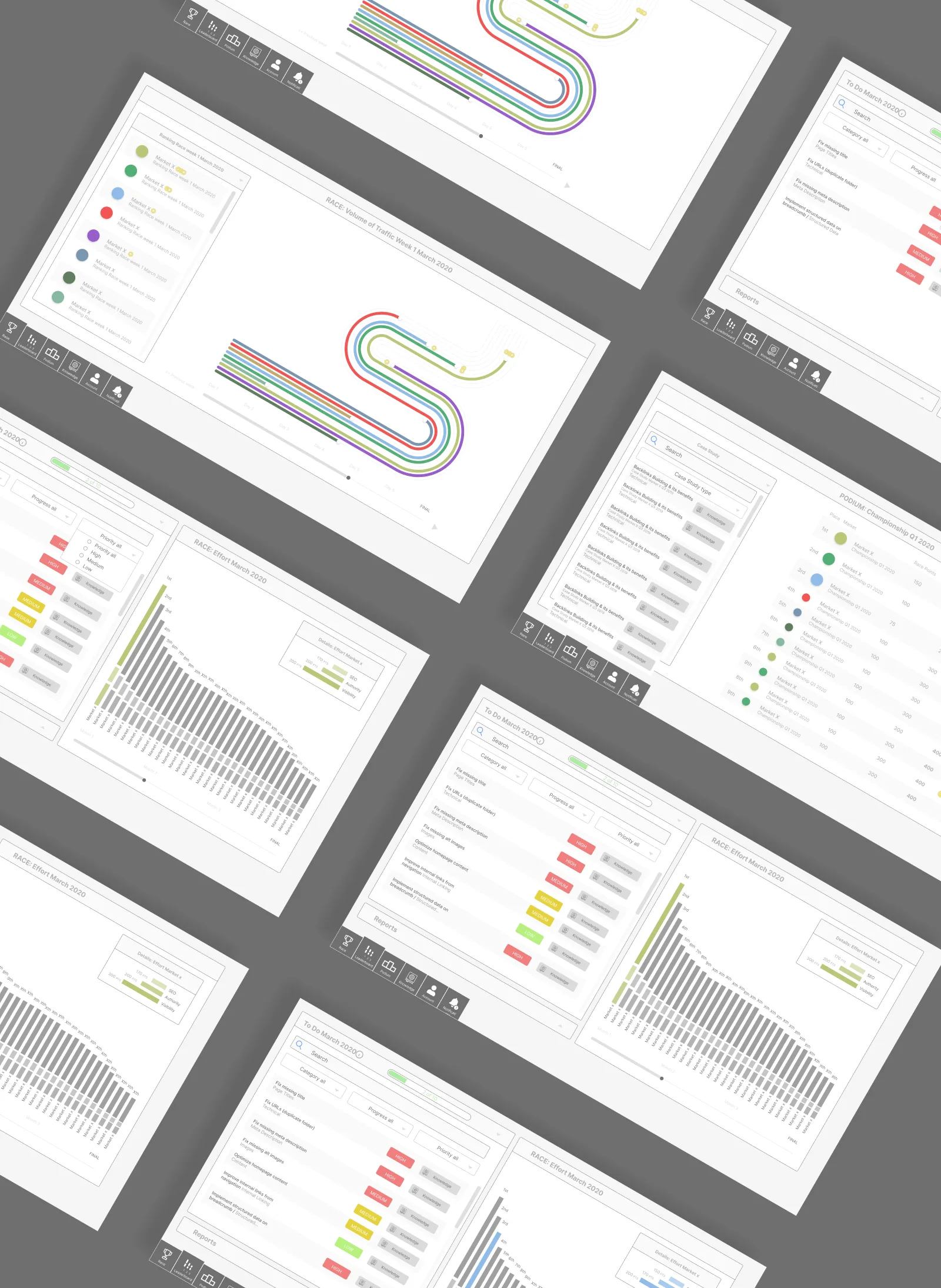 UX — all screens